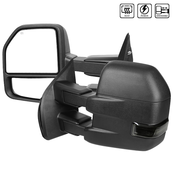 Spec-D Tuning 15-17 Ford F150 Towing Mirrors-Black Texture, RMX-F15015F3GH-P-FS RMX-F15015F3GH-P-FS - main